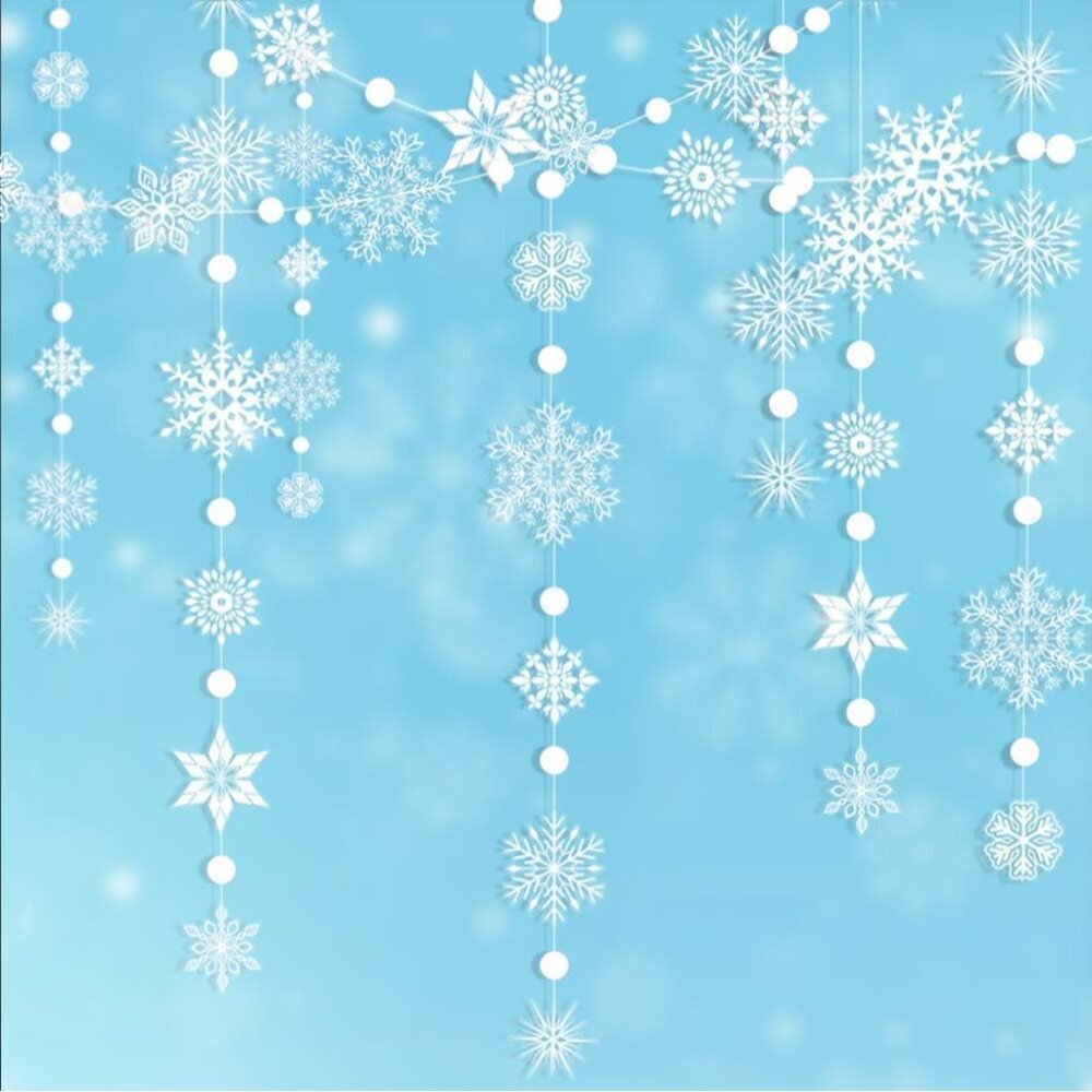 Snowflake Garland Winter Wonderland Decorations White Snow Flake Garlands Hangin